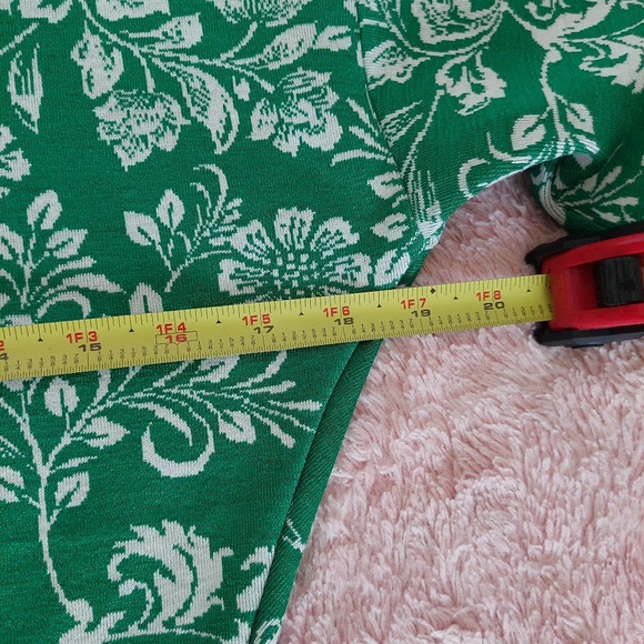 ZARA Jacquard Knit Floral Balloon Sleeve‎ Dress Green Size Small - Picture 8 of 8